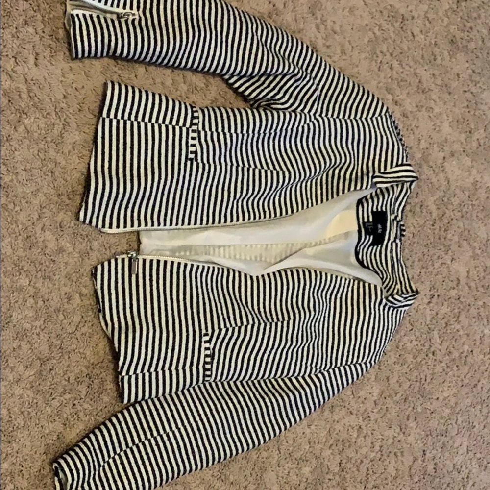 Black and white striped blazer